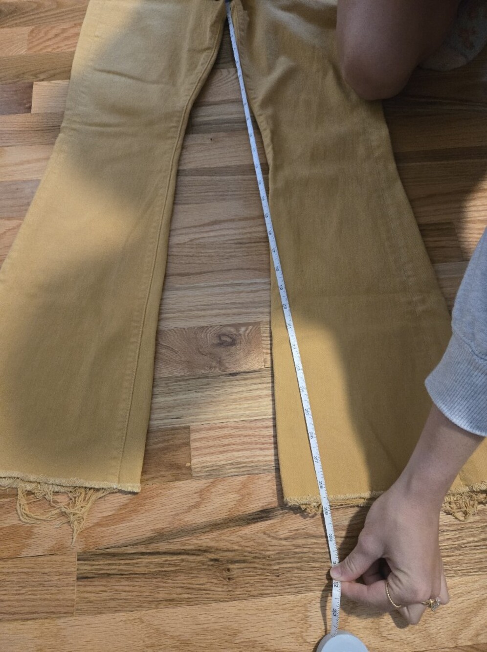 MOTHER Wide Leg Flare Jeans in Mustard Yellow - Picture 5 of 6